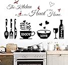 Kitchen Wall Stickers Decals Decor Kitchen The Heart of The Home Wall Decor Quotes Sign Utensil Art Decorations for Home Dining Room Coffee Shop
