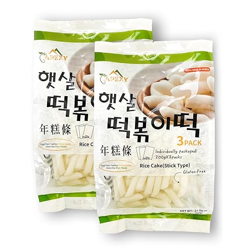 Apexy Pastel de arroz coreano Tteokbokkik, Chewy Tteok, auténtico aperitivo de comida callejera coreana, perfecto con queso y fideos ramen, sin MSG