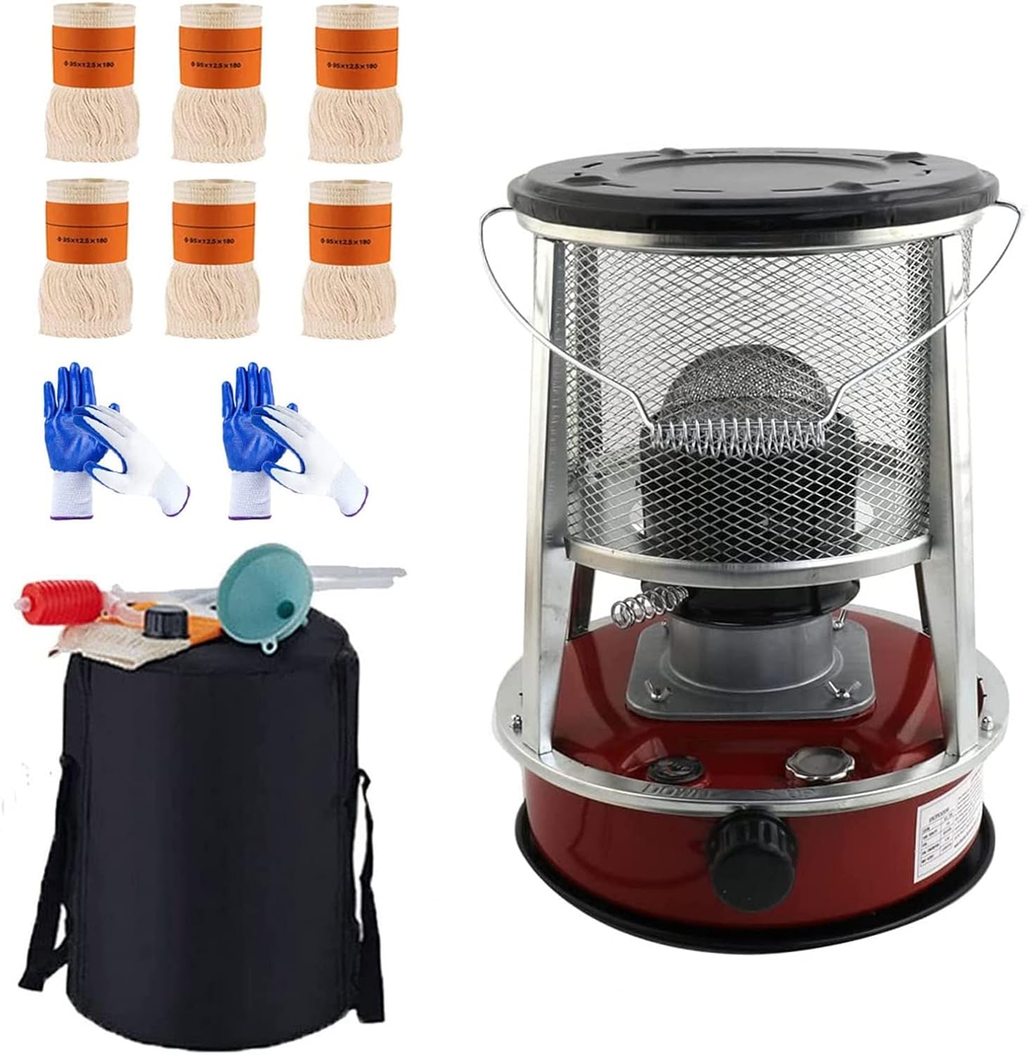 Kerosene Stove Heater, Portable Emergency Stove Heater for Indoor Outdoor Kerosene Stove with 6 Wicks/White (Red (4.6l 6 Wic))