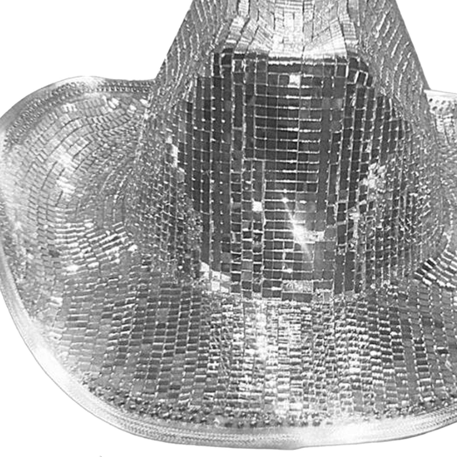 harayaa Cappello da cowboy Cappello da cowboy con sfera a specchio Cappello da cowboy alla moda Accessori in stoffa larga Cappello da discoteca