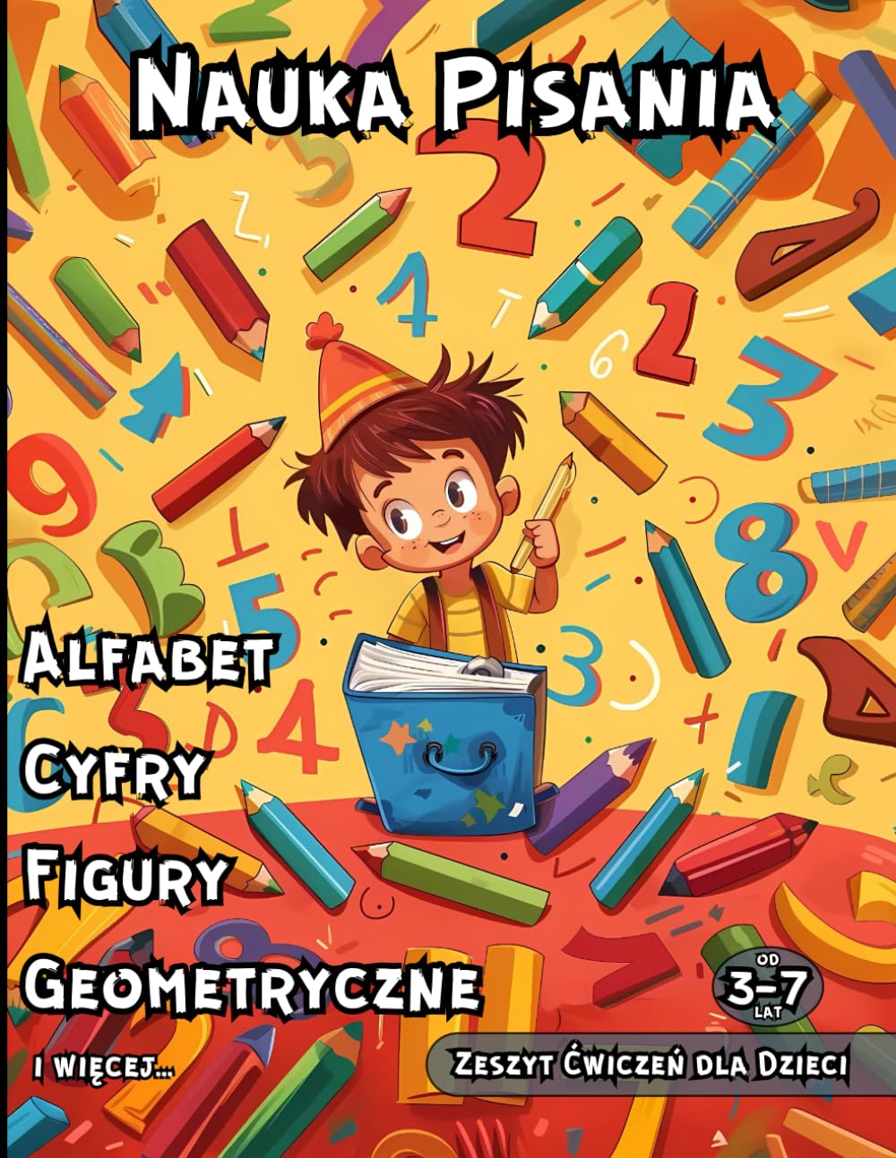 Nauka Pisania Alfabet Cyfry Figury Geometryczne Zeszyt Ćwiczeń dla Dzieci: Świetna Książka edukacyjna dla Dzieciaków idealna do nauki dla ... Nauczanie Techniki Pisania dla Najmłodszych