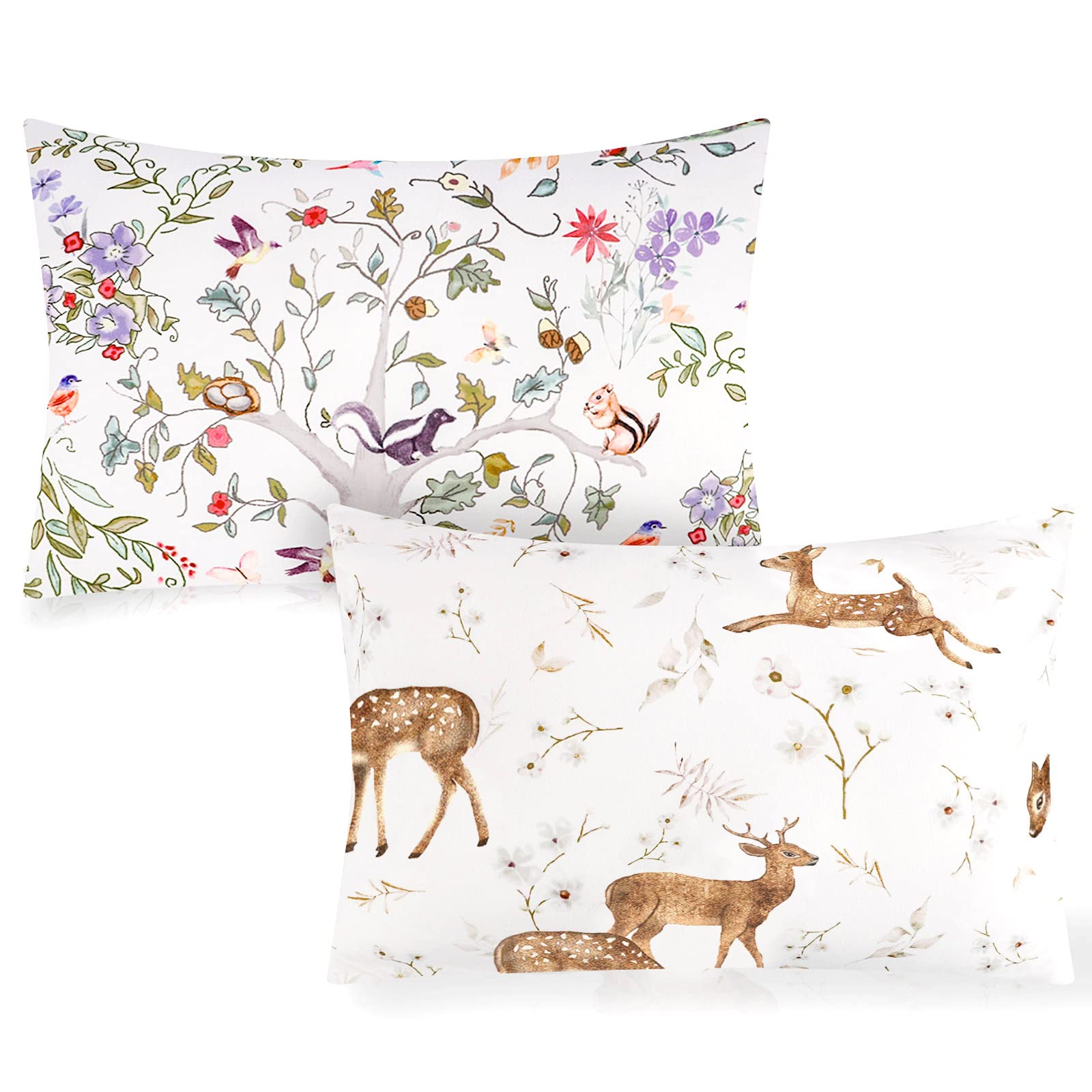 CARUILI Toddler Pillowcase 2 Pack, 13 X 18 Kids Travel Pillow Case Cover with Envelope Closure, Super Soft & Breathable Small Pillow Cases for Boys