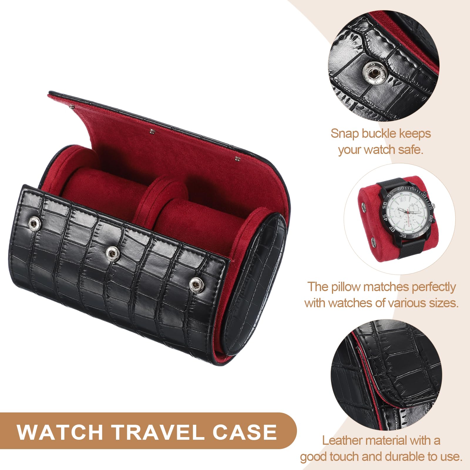 Étui de voyage pour montres sourcing map pour hommes, étui en cuir à motif crocodile, boîte de rangement portable pour montres, idéal pour Noël, un anniversaire ou toute autre occasion, 2 emplacemen