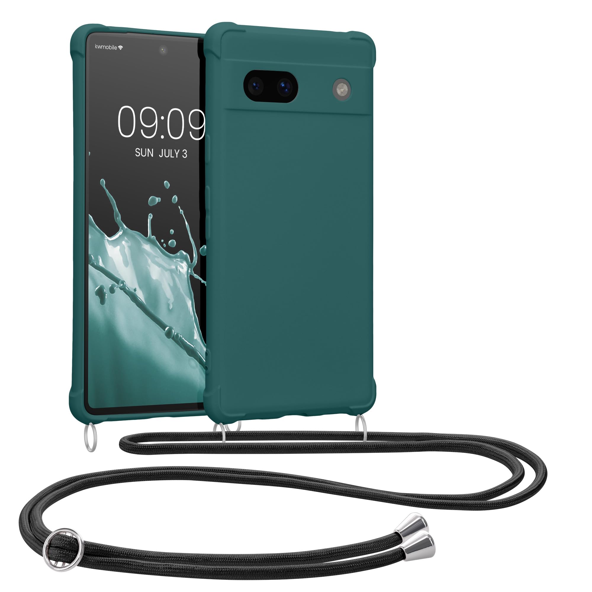 Housse Avec Cordon Pour Google Pixel 7A - Design Cœur Love, TPU Transparent, Collier Réglable - Protection Et Style