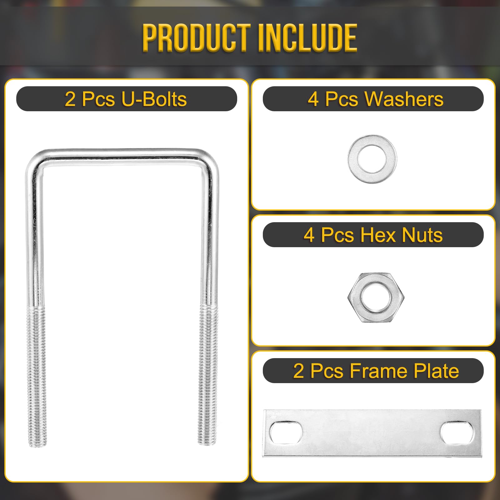 DTGN M10x75x120mm U Bolts Square Kit, 2Set, 304 Stainless Steel U-Bolt Kit with Nuts, Washers, Frame Plate - Image 3