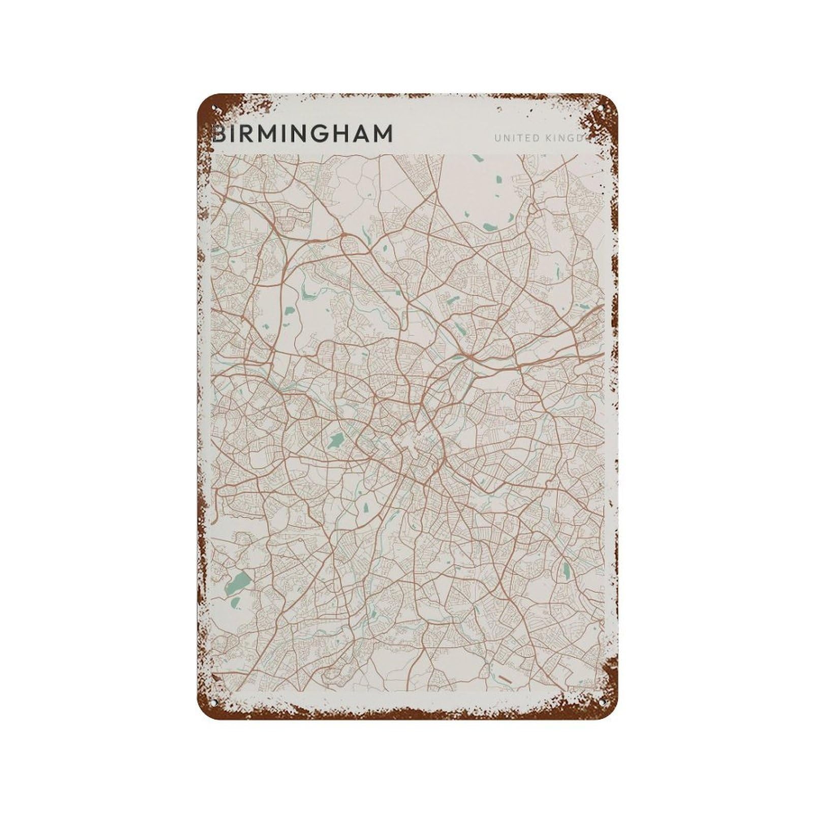 xiaoxiaoshen Birmingham Map Travel United Kingdom (2) Wall Decor Art Metal Tin Poster Modern Home Decor Art Home Bar Shop Decorations Vintage Sign 30x20cm