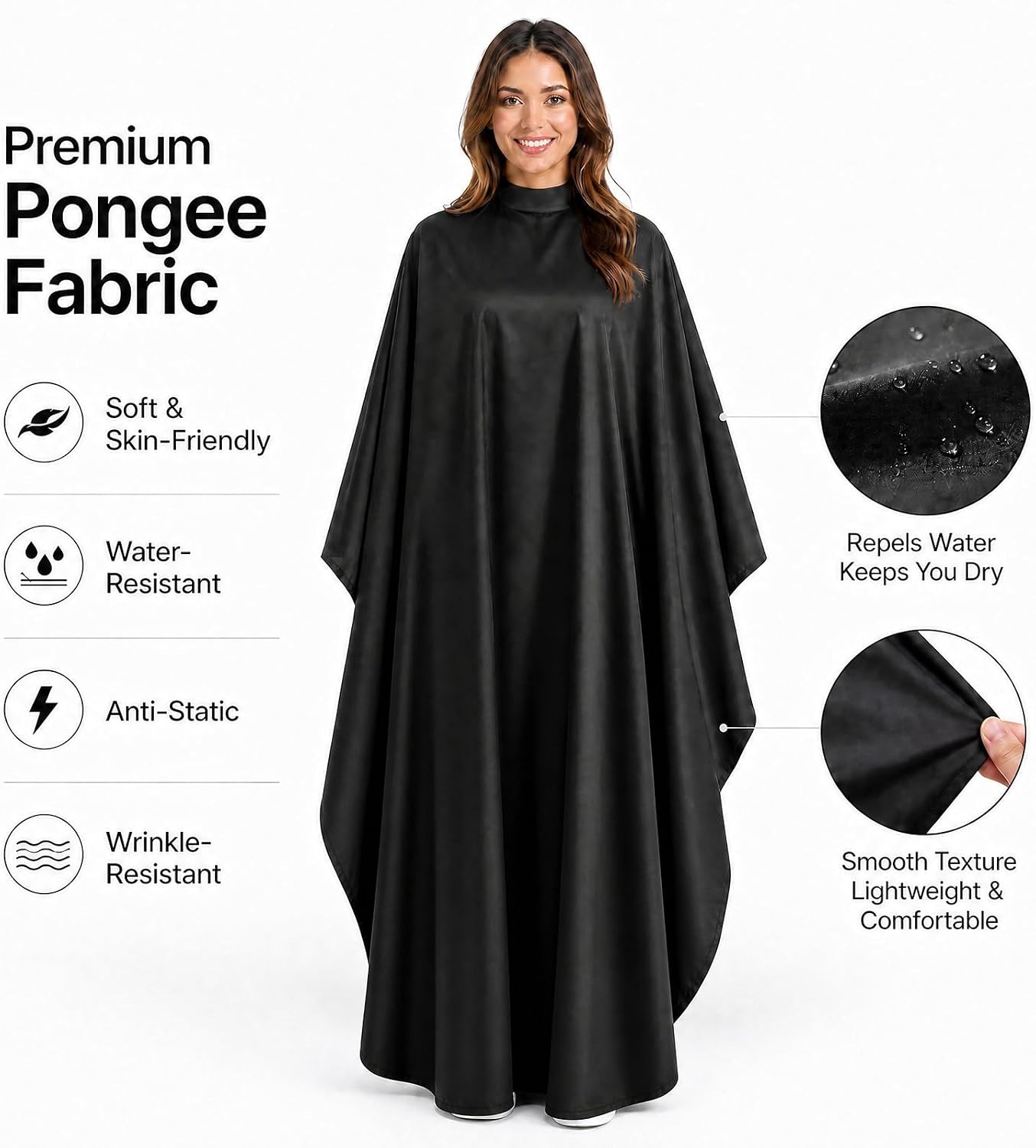 Professional Salon Barber Cape, Waterproof Polyester Hair Cutting Cape, Silicone Neckline, Snap Button Colla, Extra Large