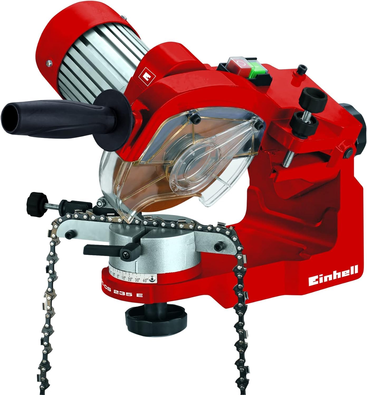 Einhell 4499910 Ostrzałka Do Łańcuchów, 235 W, 230 V, Czarny/Czerwony, ‎47.5 x 34 x 21 cm; 5.8 kg & Oryginalna zapasowa tarcza szlifierska Einhell 145 mm