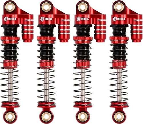 Miniatura 7 de INJORA Amortiguador de aceite de amortiguador de choque tele roscado de aluminio de 1.772 in para 124 RC Crawler FMS FCX24 Actualización (rojo)