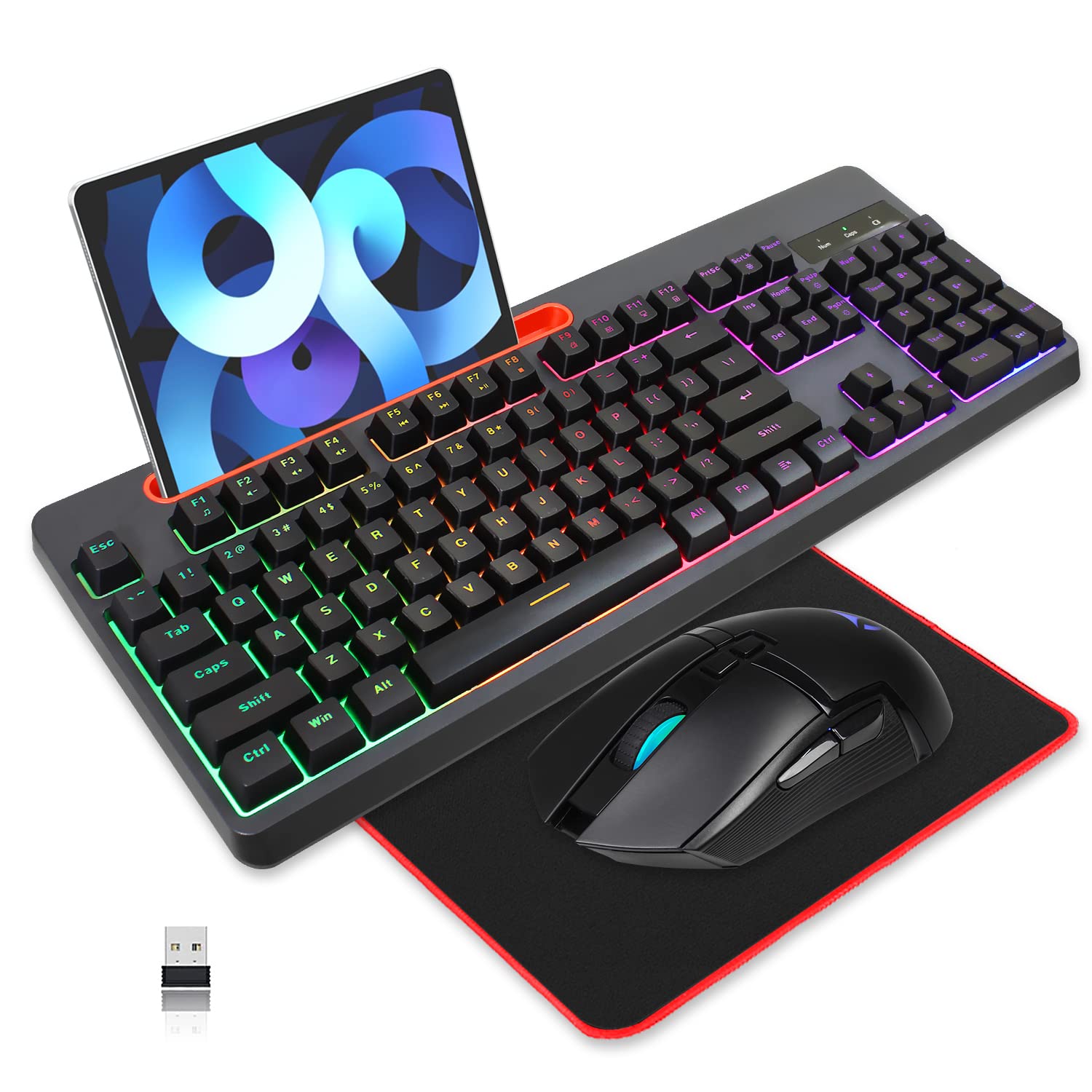 Buy Wireless Gaming Keyboard and Mouse Combo with Bracket,Rainbow LED