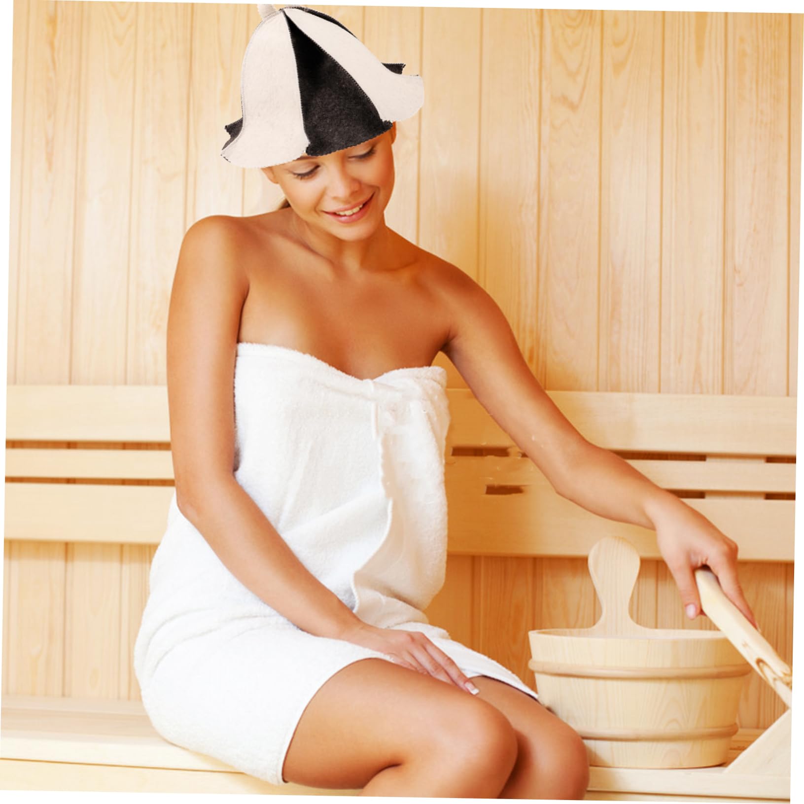 Healeved 15piezas Gorro De Sauna De Fieltro y Absorbente Accesorios De Baño Transpirables para Ducha y Sauna Diseño Cómodo para Mujeres Fabricado Materiales De Fieltro Estable