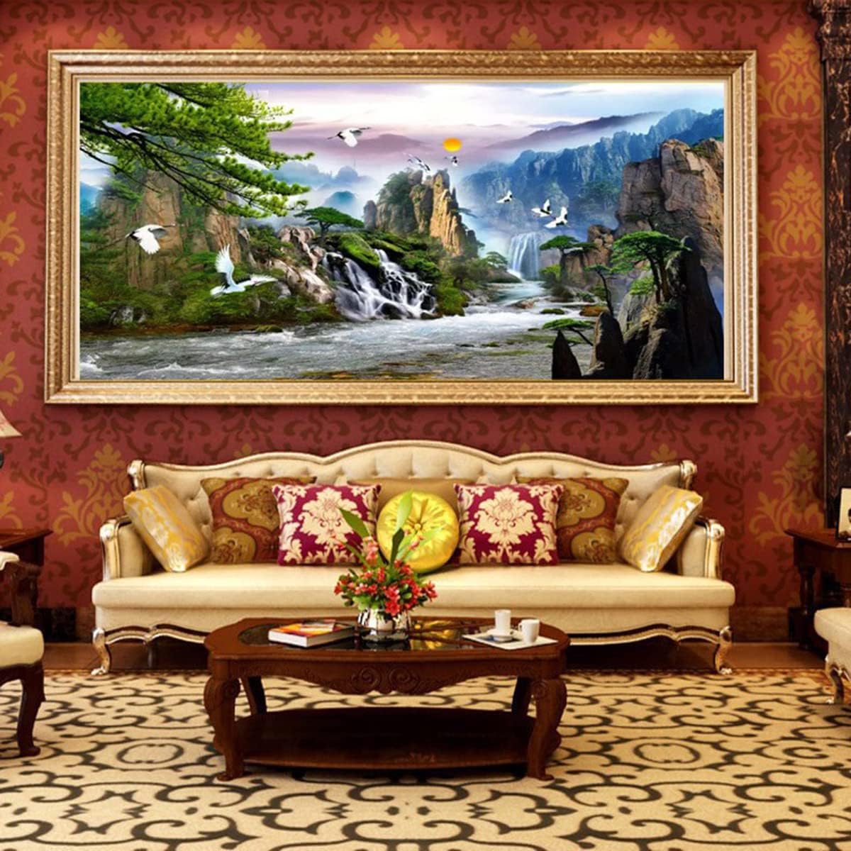 Instarry 5D Diamond Painting Kits Large Size Landscape Chinese Painting Mosaic Crystal Embroidery Home Decor Arts and Crafts 39.4x15.7 inch