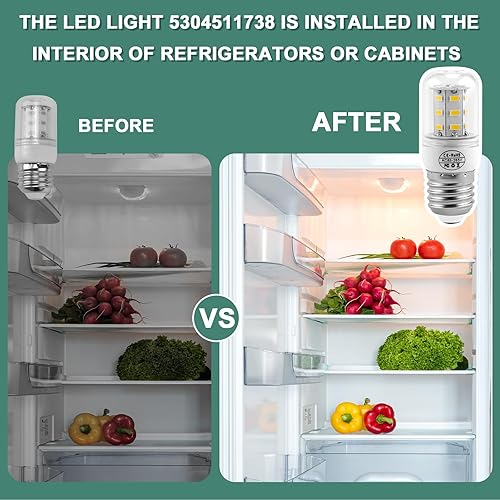 AMI PARTS KEI D34L Refrigerator Bulb 5304511738 E27 LED Refrigerator Light Bulb 3.5W Compatible with frig.idaire Kenmore Light Bulb AP6278388 PS12364857 (85V-265V White Light*2 Pice)(1,Yellow)