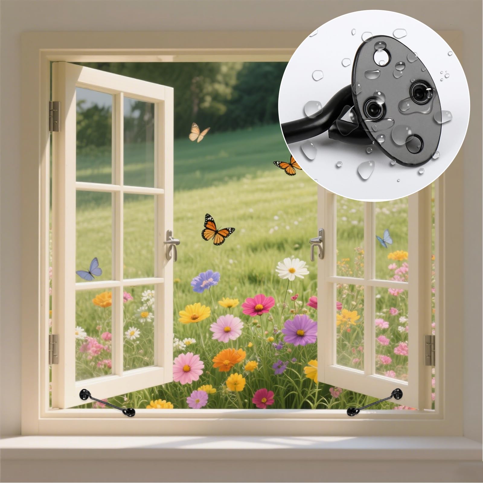 BMYUK 2PCS Hook and Eye Latch Stainless Steel Gate Hook Cabin Hooks for Sliding Door Bedroom Bathroom Windows Gates Black (10 inch) - Image 4