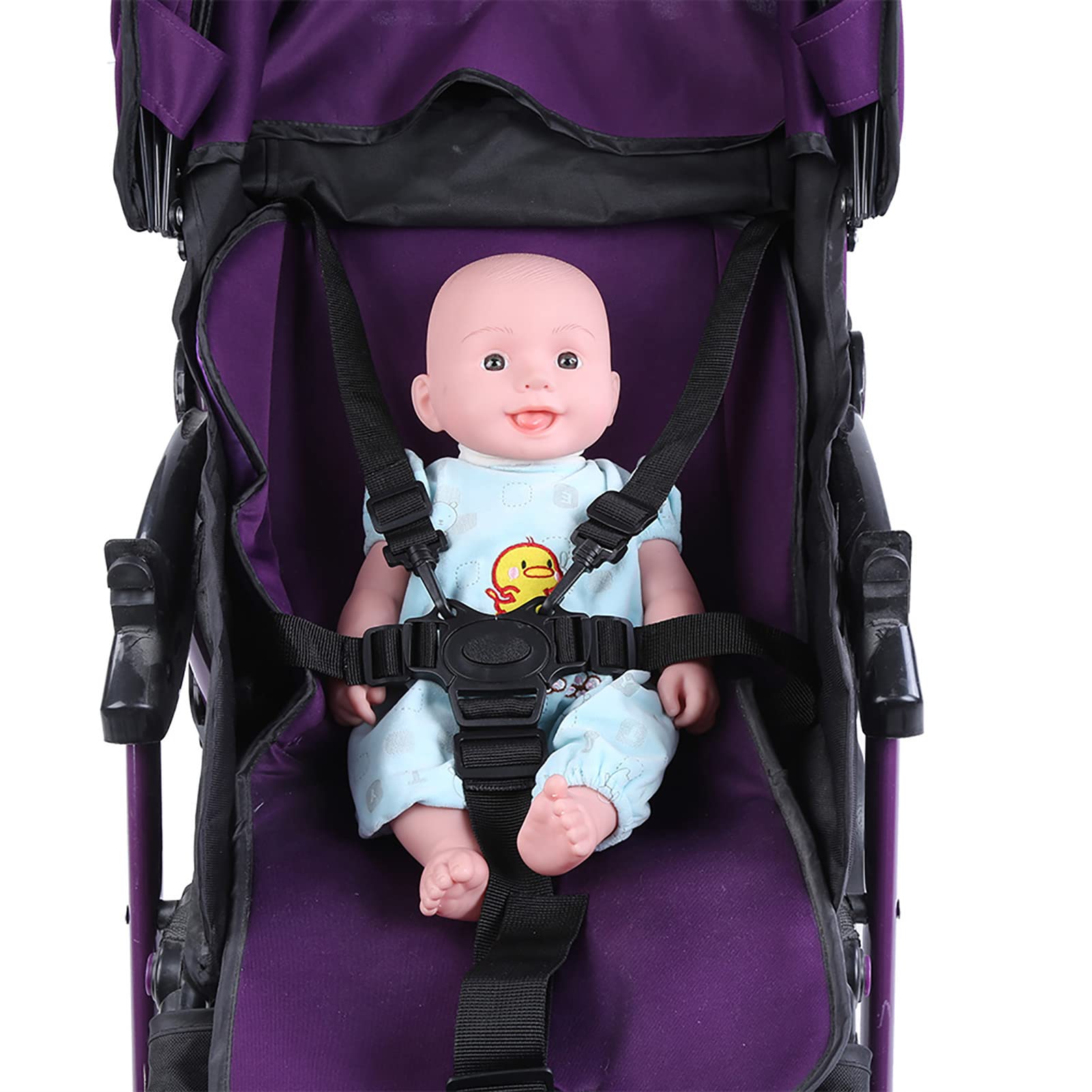 Harnais 5 Points Bébé Universel - Polypropylène 600D - Ajustable Pour Chaise Haute, Poussette - Noir