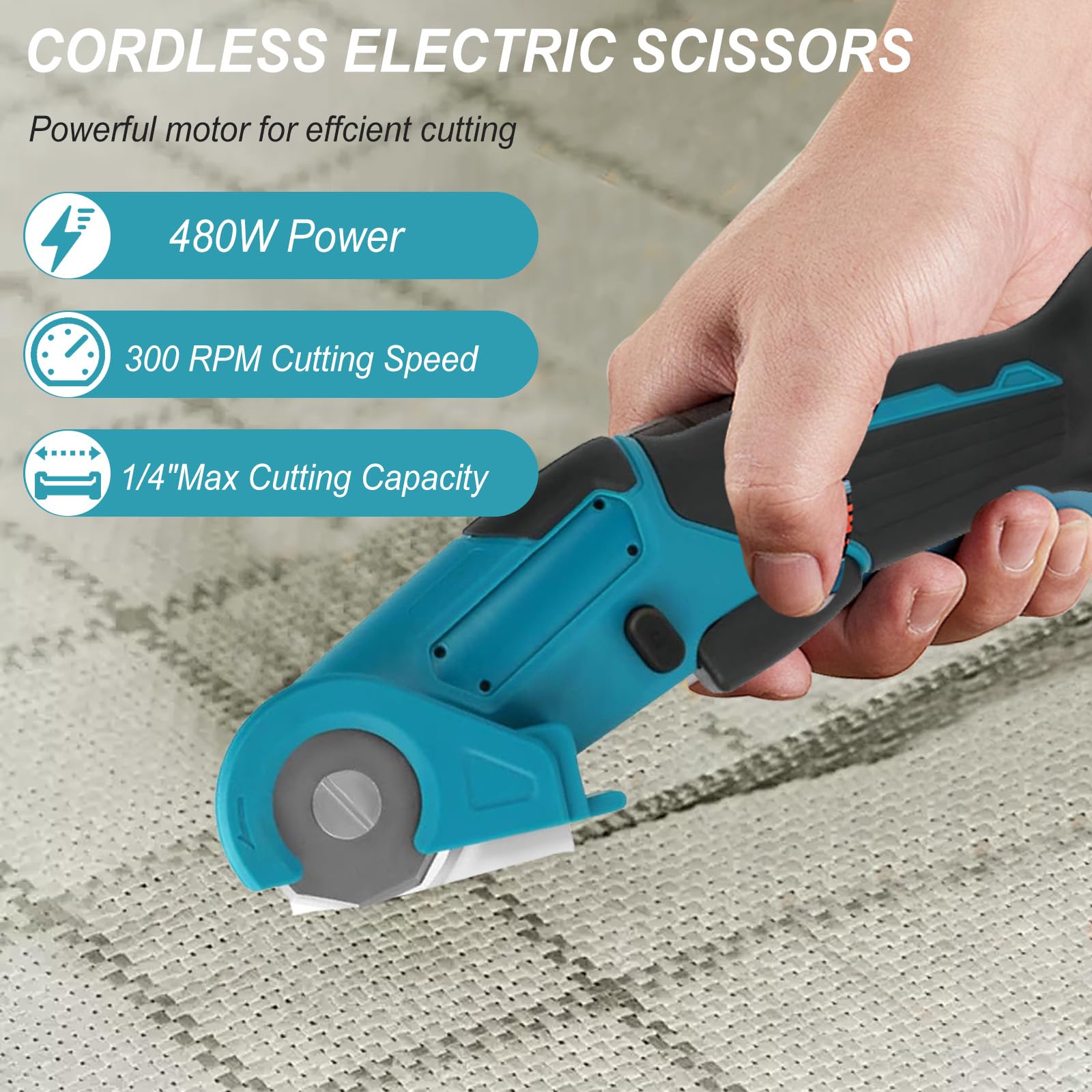 Akku Kartonschneider Kompatibel mit Makita 18V Batterie, Kabellose Elektrische Schere mit Sicherheitssperre, Akku-Universalschere für Handwerk zum Schneiden von Karton Leder Teppich (ohne Akku)