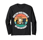 Funny Tech Support Humor Cat Computer Engineer Retro Sunset Long Sleeve T-Shirt