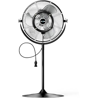 Newair Outdoor Misting Fan and Pedestal Fan in Black, Cools 500 sq. ft. with 3 Fan Speeds and Wide-Angle Oscillation