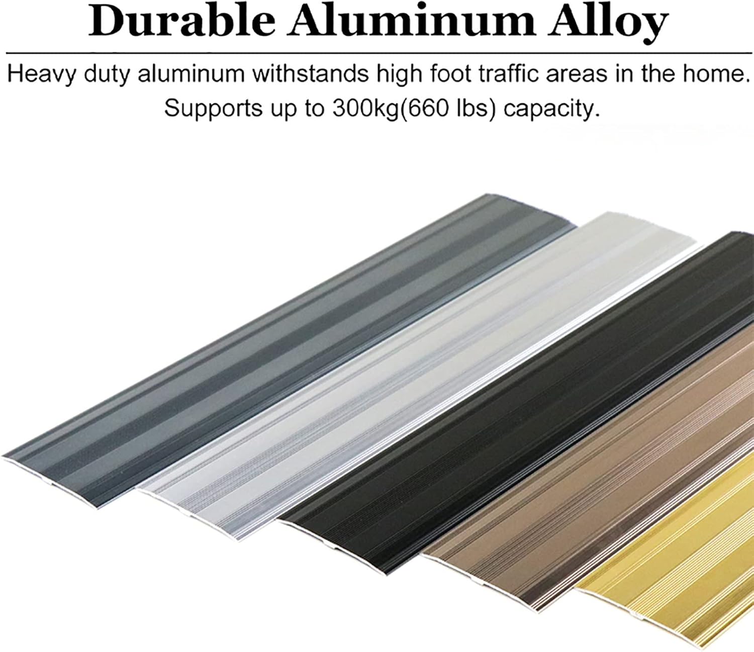 BABYCE Floor Transition Strip Floor Divider Strip, 6cm/2.4" Wide Flat Saddle Transition Strip,Non-Slip Aluminum Door Threshold Bar for Wood to Tile,Tile to Laminate (Color : Gray, Size : 90cm/35)