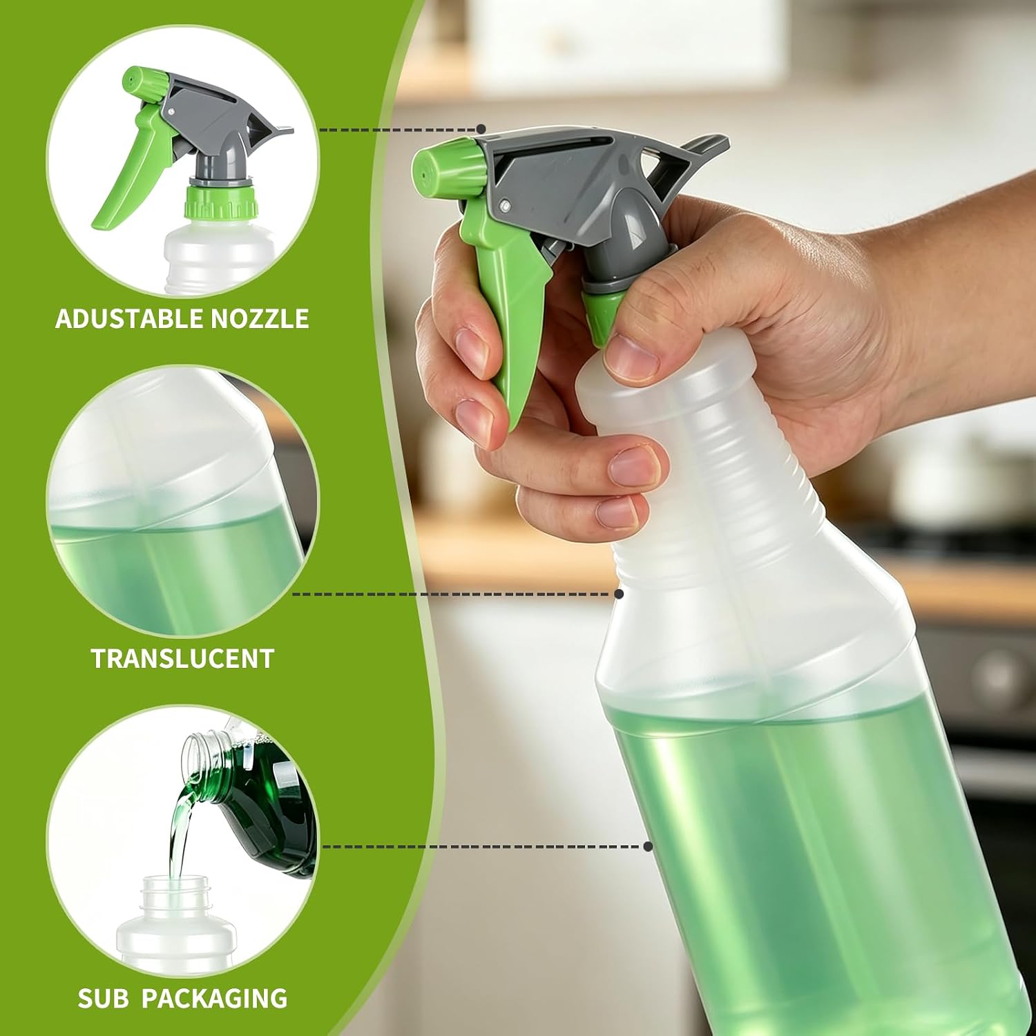 Cleaner Spray Bottle Compatible with Simple Green-3 Pack | 33 oz(1000ml), Dedicated Dilution Bottle for All Purpose Green Cleaner,Leak-Proof