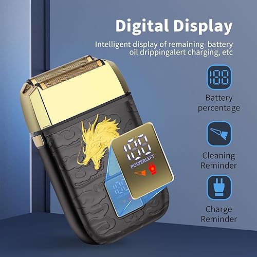 Miniatura 5 de HIENA PRO Afeitadora profesional de papel de aluminio para hombres, recortadora eléctrica doble, recortadora de precisión inalámbrica de cabeza