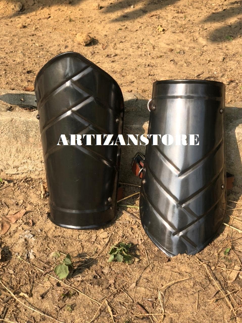 Medieval Blackened Arm Guard Pair of Bracers LARP Steel Armor Fantasy Warrior Cosplay Armor Halloween Costume Reenactment Armor