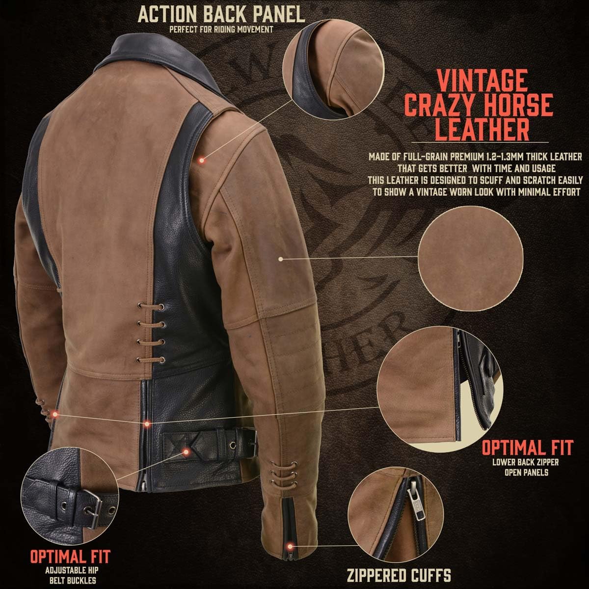 Milwaukee Leather Women's Classic Premium Leather Motorcycle MC Style Riding Jacket - Image 5