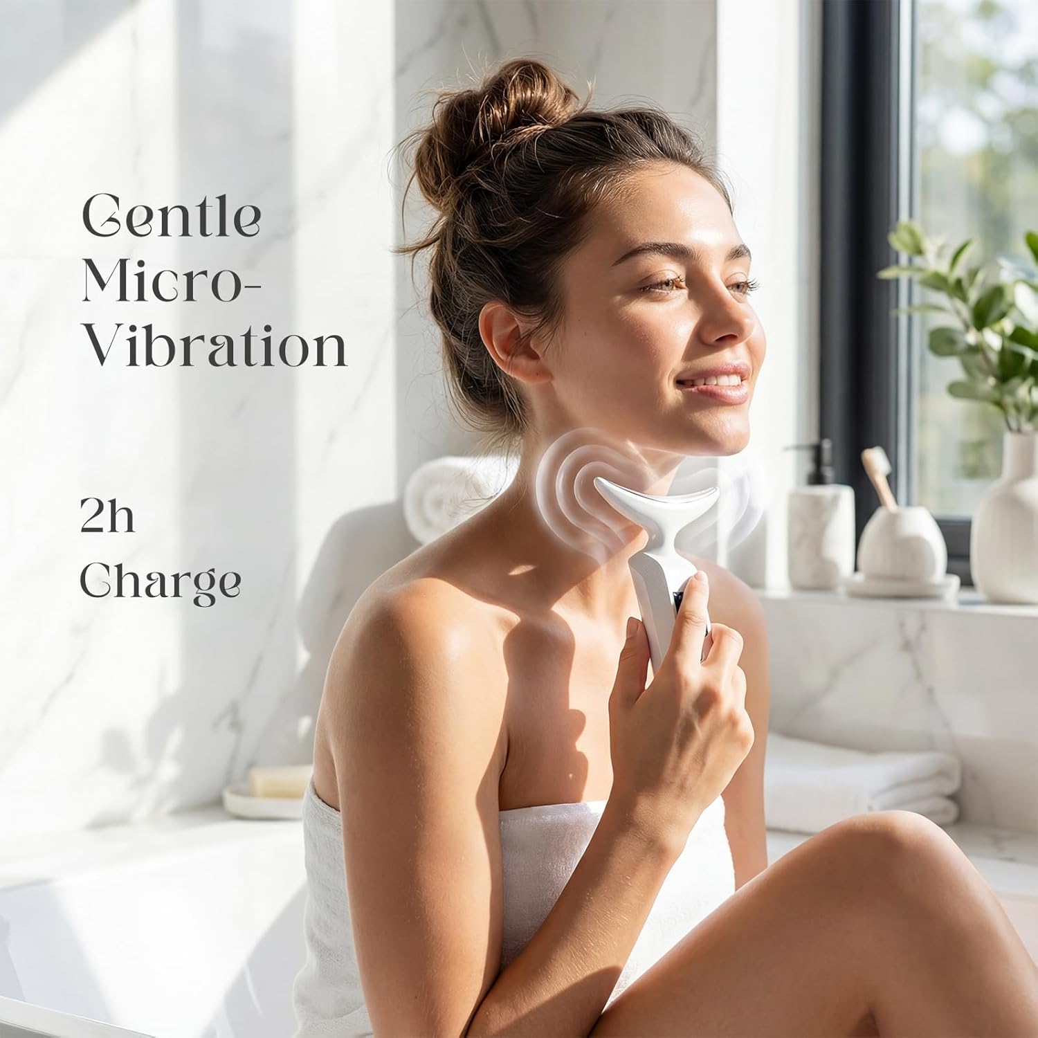 Face Massager with Led Light: 9-Color Facial Device - Neck Wrinkles Tightening Wand - Vibration Tool for Skin Care, White - Image 5