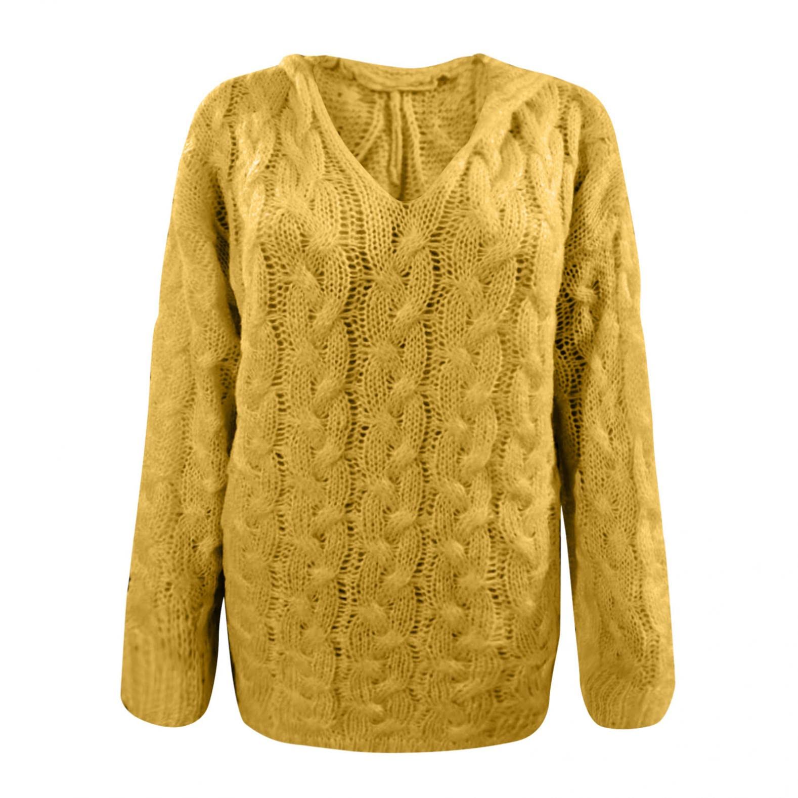 Damski sweter z dzianiny z dekoltem w serek, luźny, dzianinowy sweter, oversize, bluzy w jednolitym kolorze, luźne swetry z długim rękawem, damskie swetry z długim rękawem