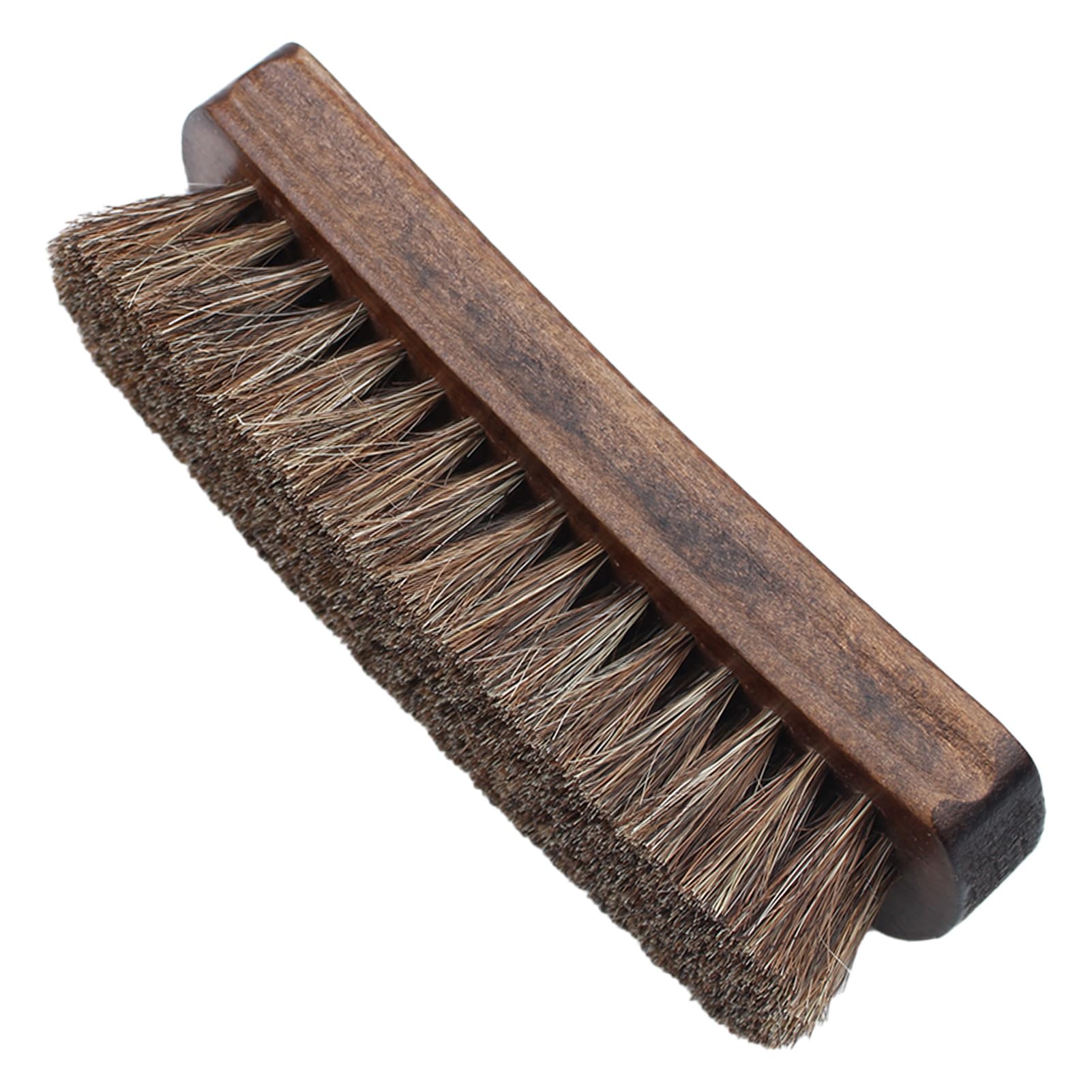 Cdrpd Dark Brown 1 Pcs Horsehair Brush,Professional Premium Horsehair Shoe Brush,Soft Bristle Brush,With Ergonomic Wooden Handle,For Shoe Shine Polish,For Boots,Shoes,Car Seats,Sofas,Bags(Brown)