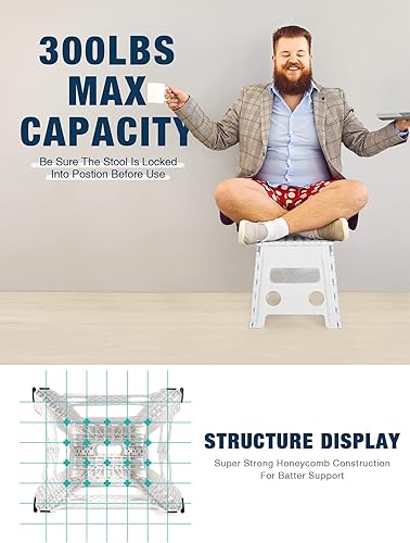 Miniatura 78 de Dyforce Taburete plegable de 9 pulgadas, taburete para niños, taburetes resistentes para adultos, taburetes de pie compactos, taburetes ligeros para