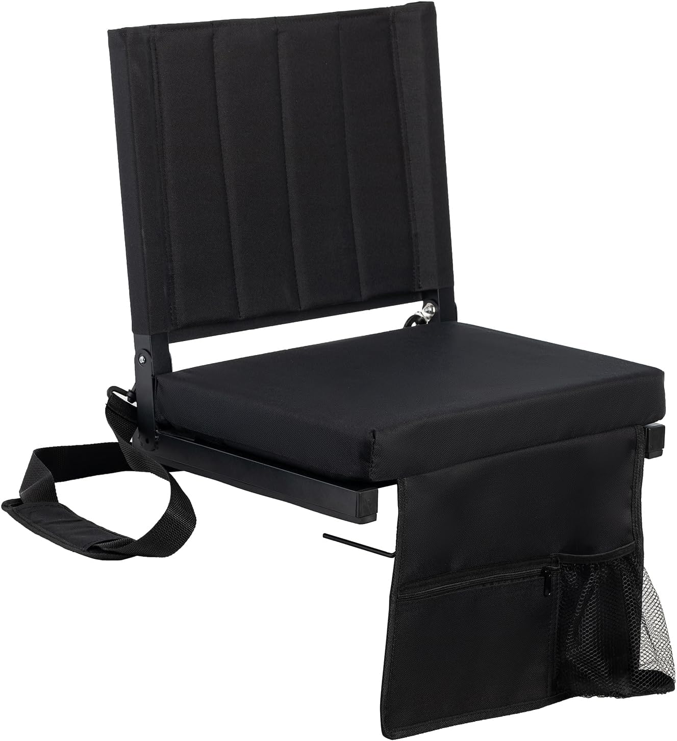 Stadium Seats with Back Support,Portable Bleacher Chair with Back and Cushion, Foldable Stadium Seats with Wide Shoulder Strap & Carry Handle,Includes Cup Holder and Side Pocket