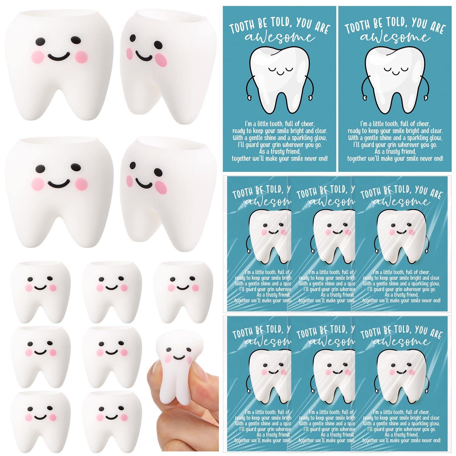 Junkin 30 Set Dental Gifts Tooth Ball Bulk with You are Awesome Cards