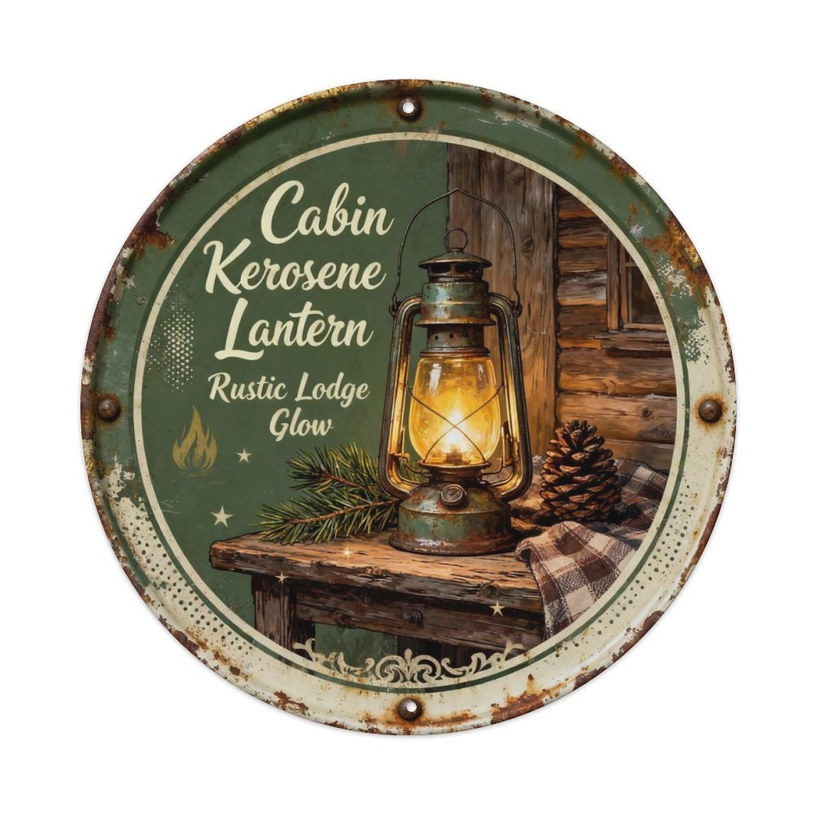 Cabin Kerosene Lantern Metal Tin Sign Plaque