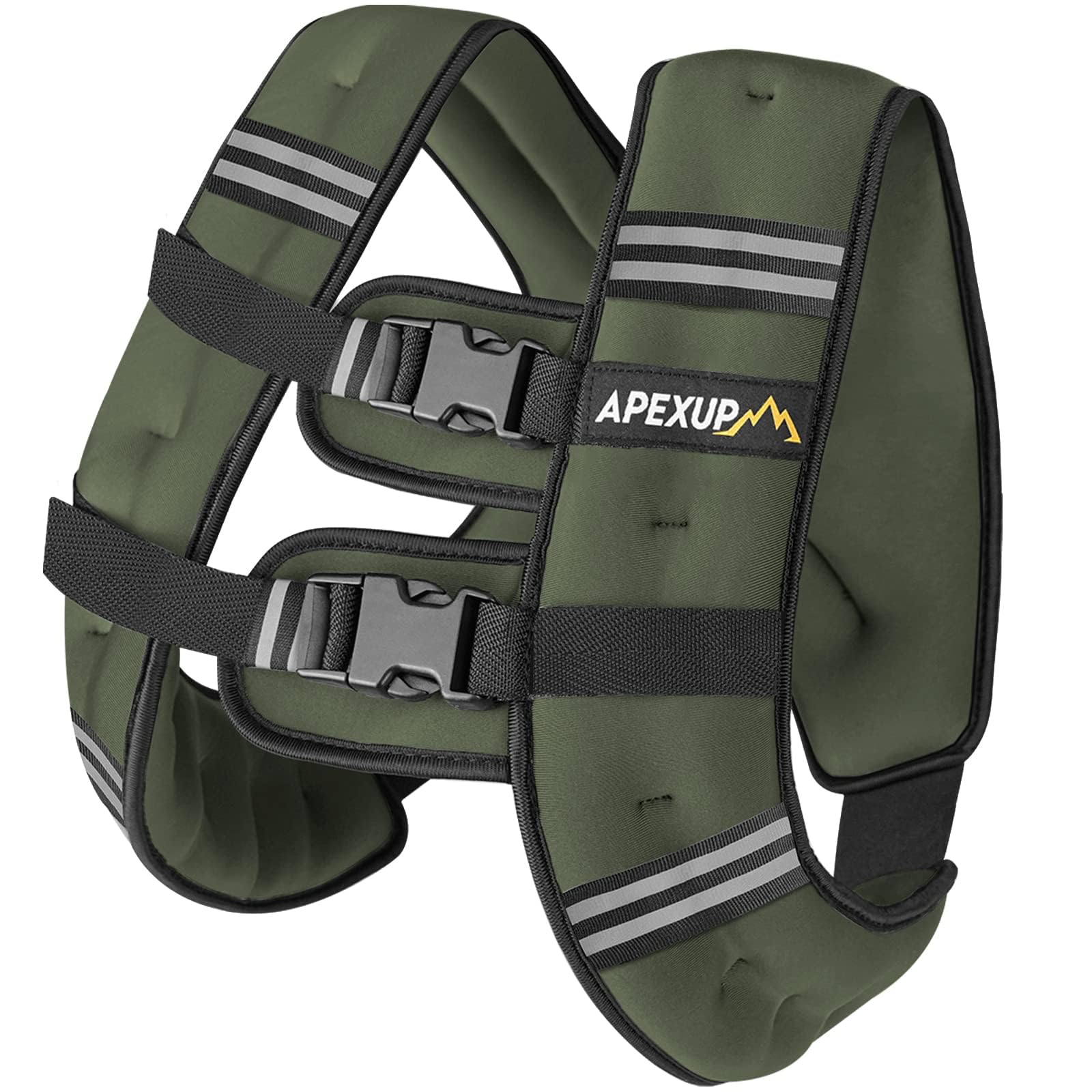 APEXUP 15 lb Weighted Vest in green with reflective strips and mesh pocket