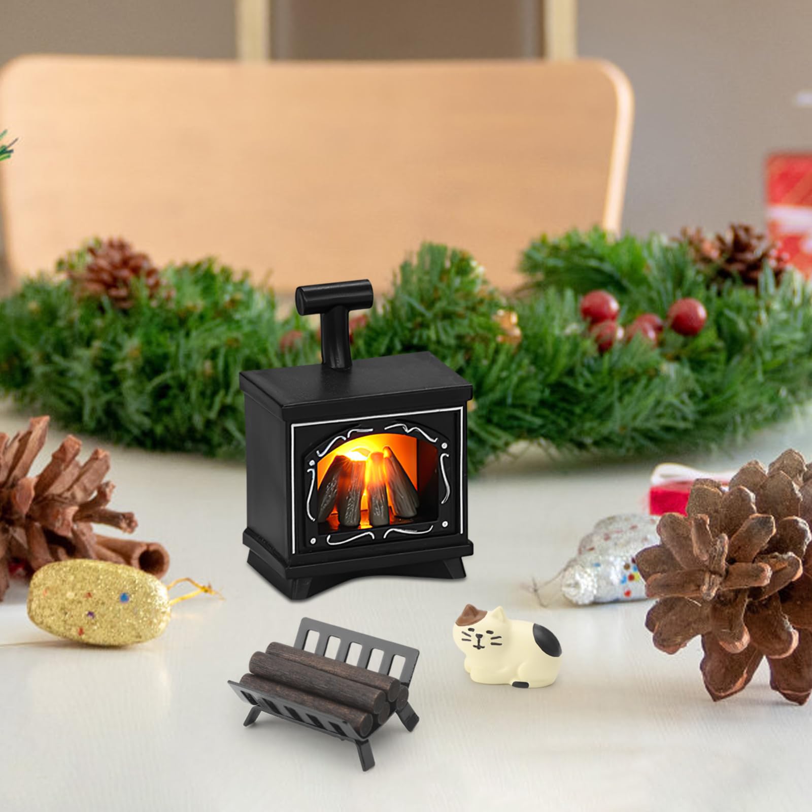 Mini Hoguera LED Para Casa De Muñecas – Accesorio Navideño Con Llama Cálida Y Diseño Realista