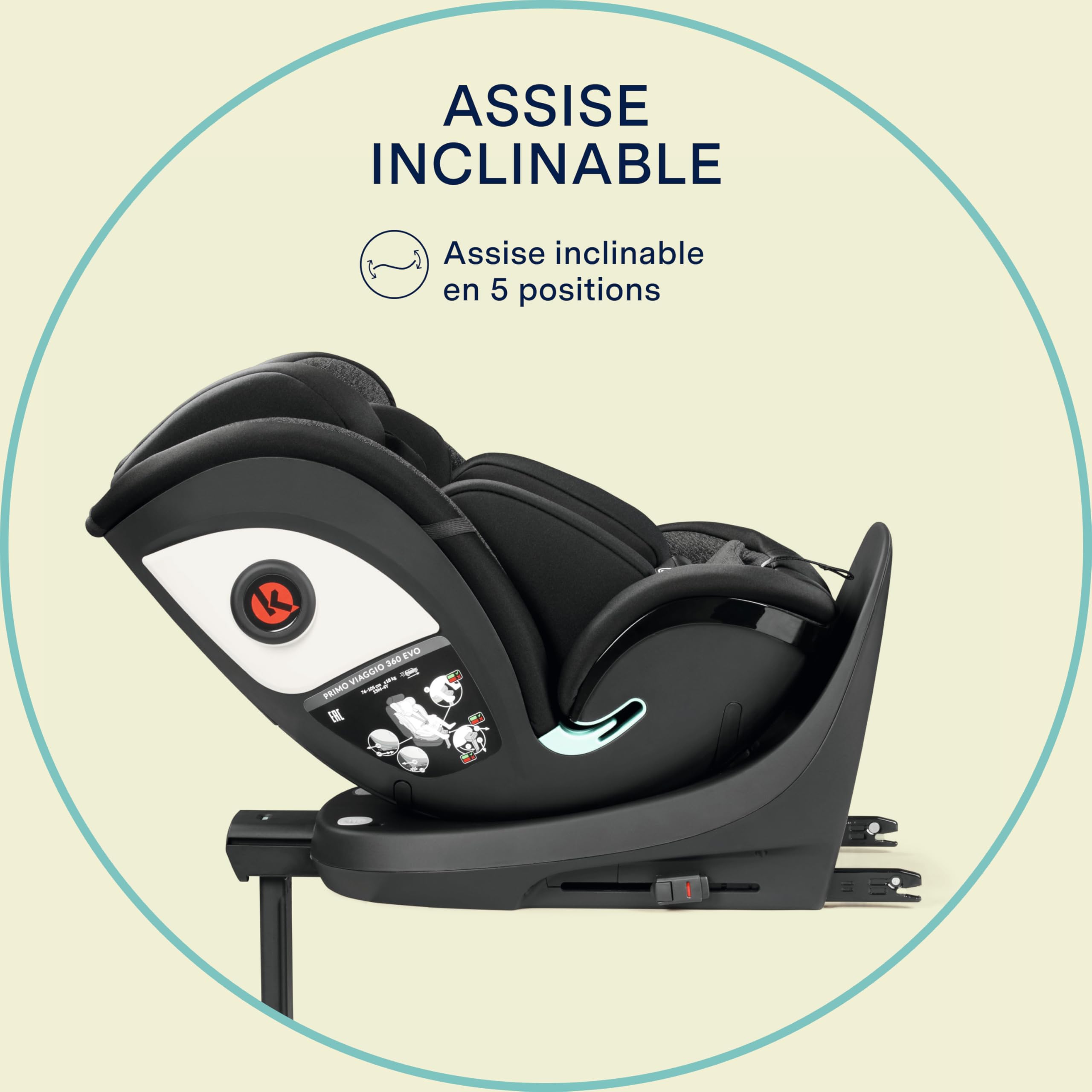 PEG Primo Viaggio 360 EVO, Siège Auto i-Size Pivotant 360°, 40-150 cm, 0-12 ans, 0-36 kg, Évolutif et Inclinable, avec Base ISOFIX, Planet
