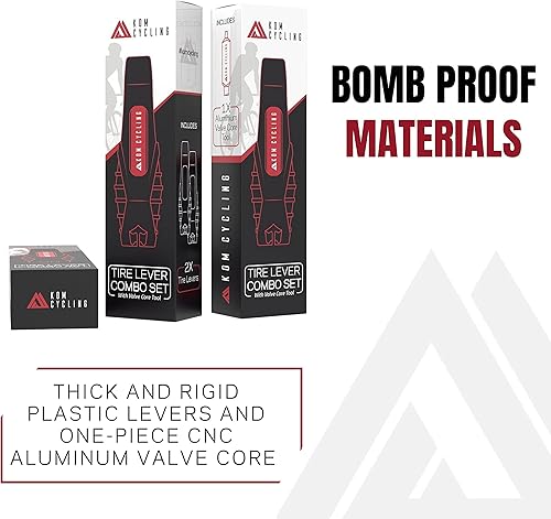 Miniatura 4 de KOM Cycling Presta - Herramienta de extracción de núcleo de válvula sin cámara. Juego de palancas de neumáticos de bicicleta que incluye un