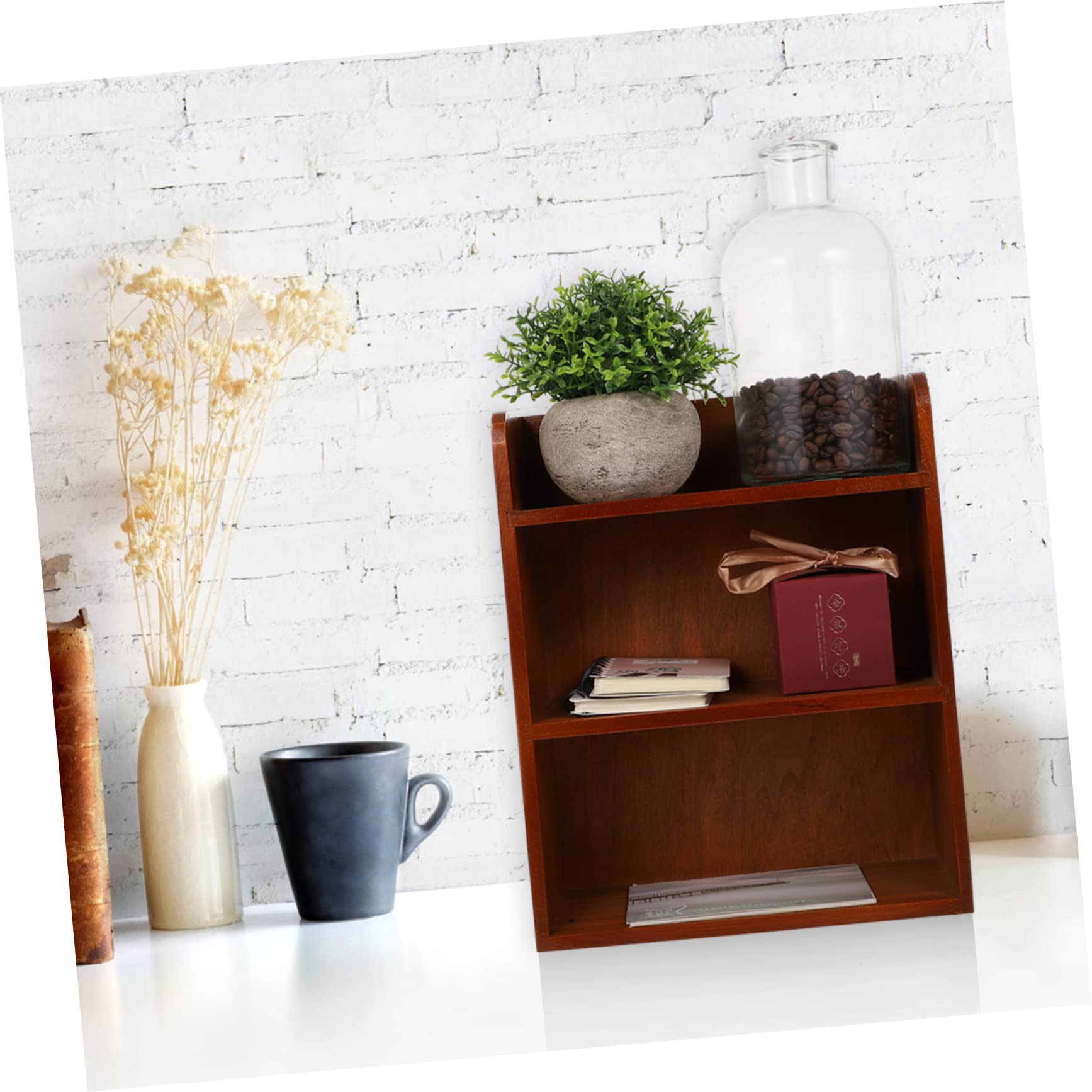 Lot de 2 étagères à épices en bois avec étagère extensible, support mural pour livres et tiroirs de rangement de bureau