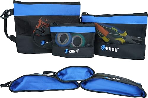 Miniatura 6 de KUNN Bolsa de herramientas para electricista con cinturón y pequeñas bolsas de herramientas de lona con cremallera