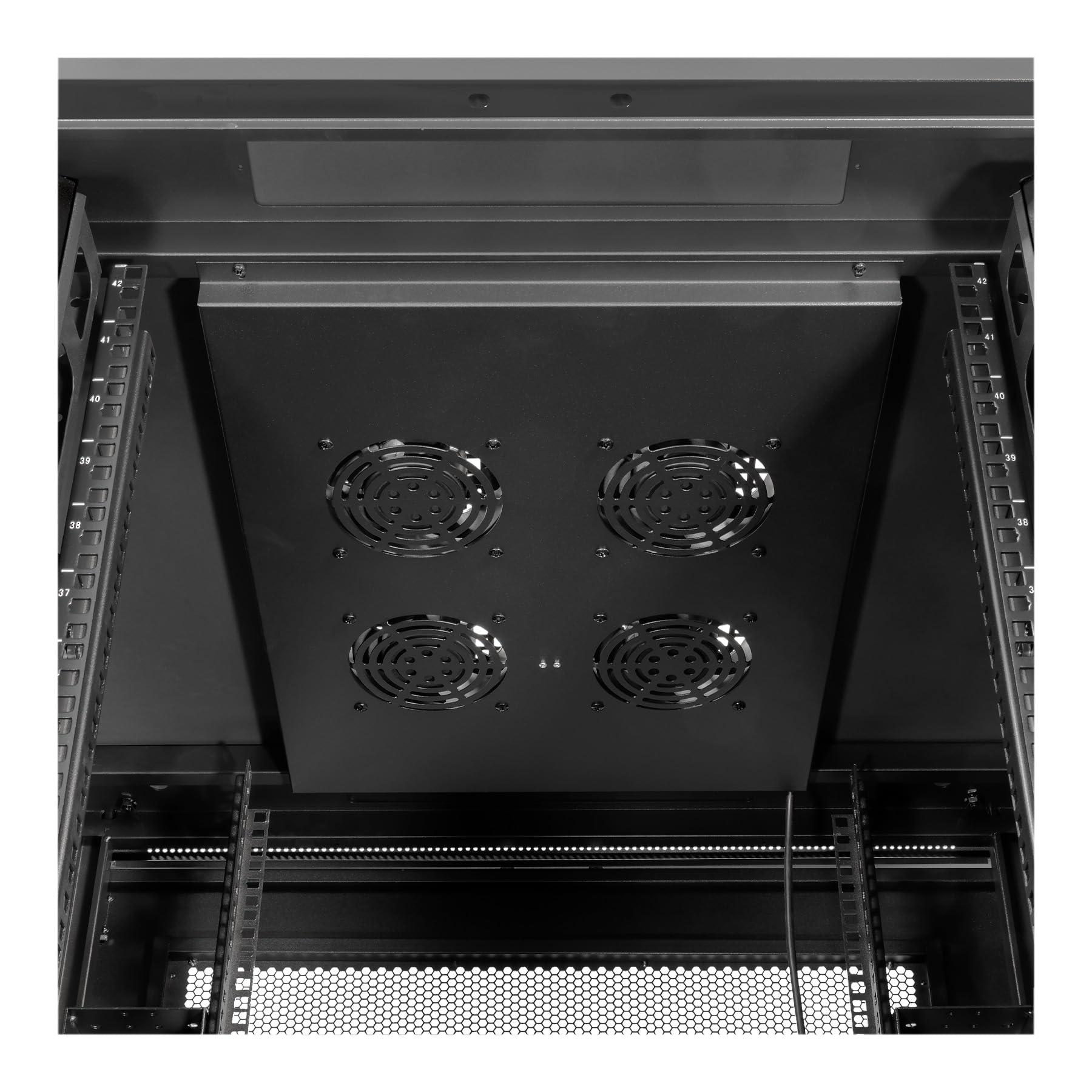 Aiten Data Armario Rack Suelo 19" 22U 600 x 600 x 1175 mm Montado con Accesorios: 2 Bandejas Fijas, 4 Ventiladores 120 mm, 1 PDU con 8 Puertos de 1U, Patas, Ruedas y Llaves