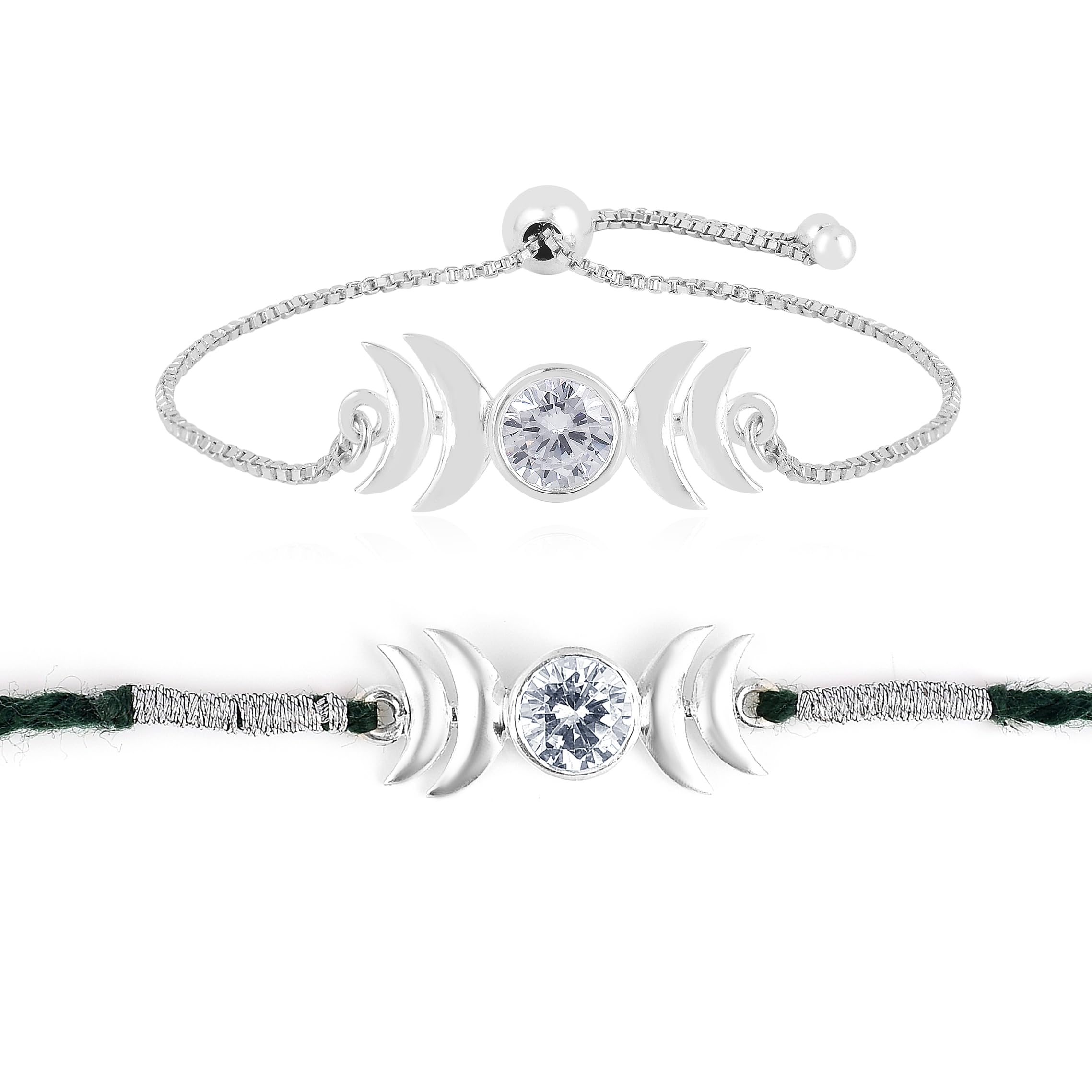 MODERN CULTURE JEWELLERY 925 Sterling Zirconia Moon Silver Rakhi & Bracele Bhaiya Bhabhi Rakhi Combo | Complementary Roli Chawal Pack & Rakhi Greeting Card (B0D7CHR4T5) Amazon Price History, Amazon Price Tracker