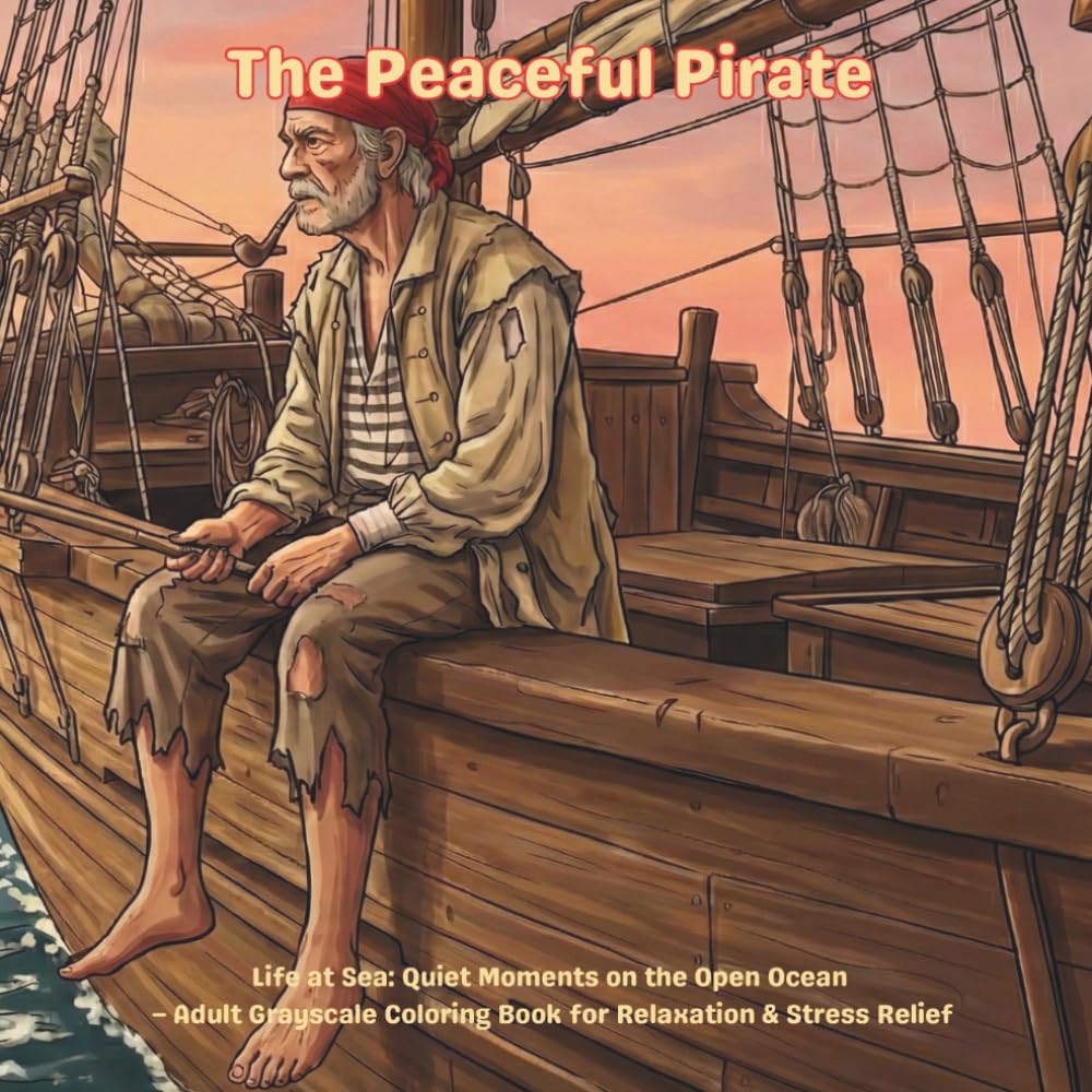 The Peaceful Pirate: Life at Sea: Quiet Moments on the Open Ocean – Adult Grayscale Coloring Book for Relaxation & Stress Relief