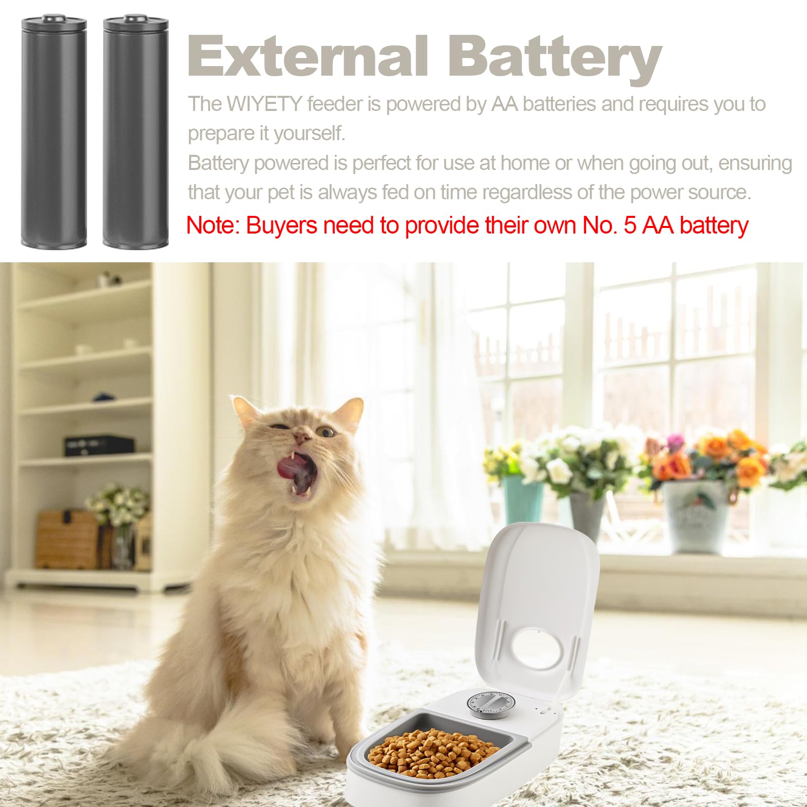 Comedero automático para mascotas, alimentación automática para perros y gatos, comedero automático con temporizador de 48 horas, comedero para gatos y perros (350 ml)