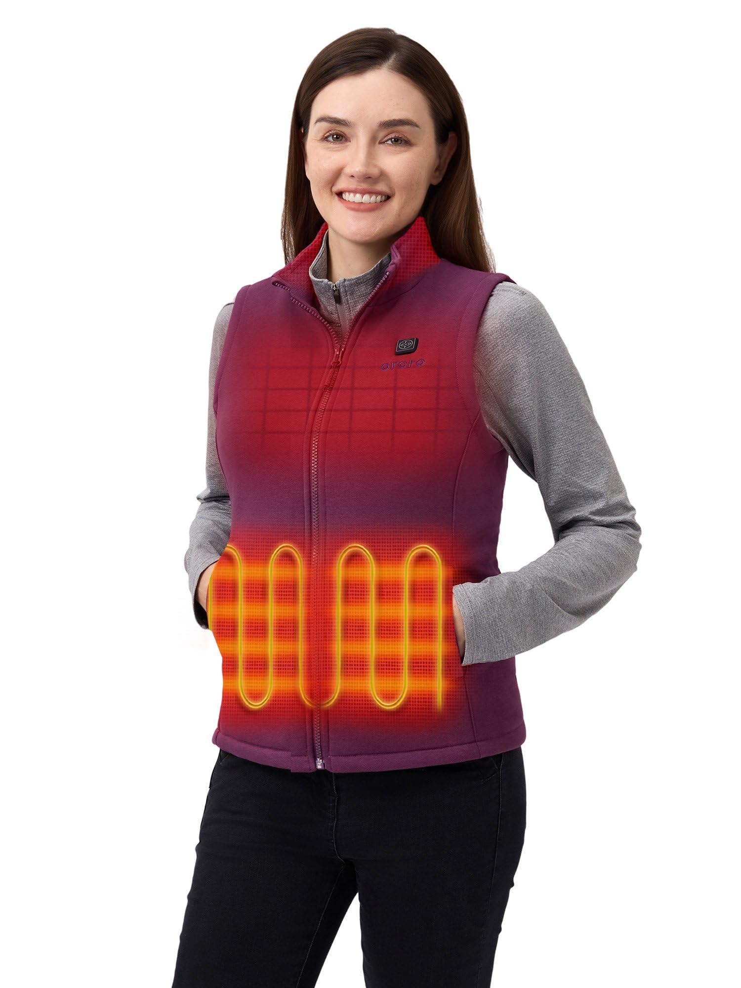 ORORO Women’s Heated Fleece Vest, Lightweight 4-Zone Heating Layer Vest