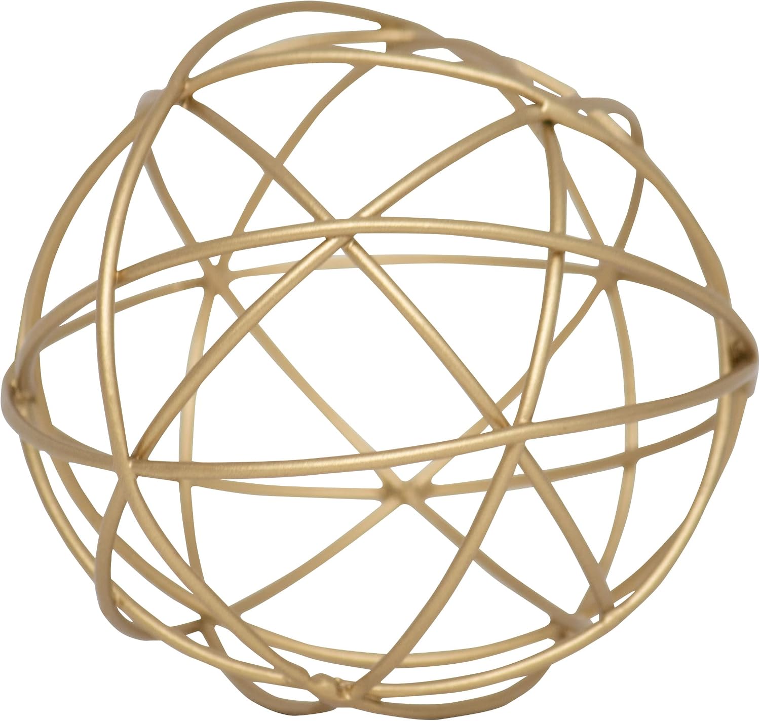 Foreside Home and Garden 4" Doreen Small Decorative Abstract Themed Tabletop Brass Metal Accent Sphere Figurine All Seasons Centerpiece Home Living Room Bookshelf Coffee Table Fireplace Mantle End