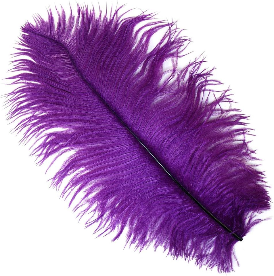 ZUCKER - Ostrich Feathers for Centerpieces- Wedding Decorations- Feathers for Crafts, 12 Pieces, 13-16 Inch, Purple