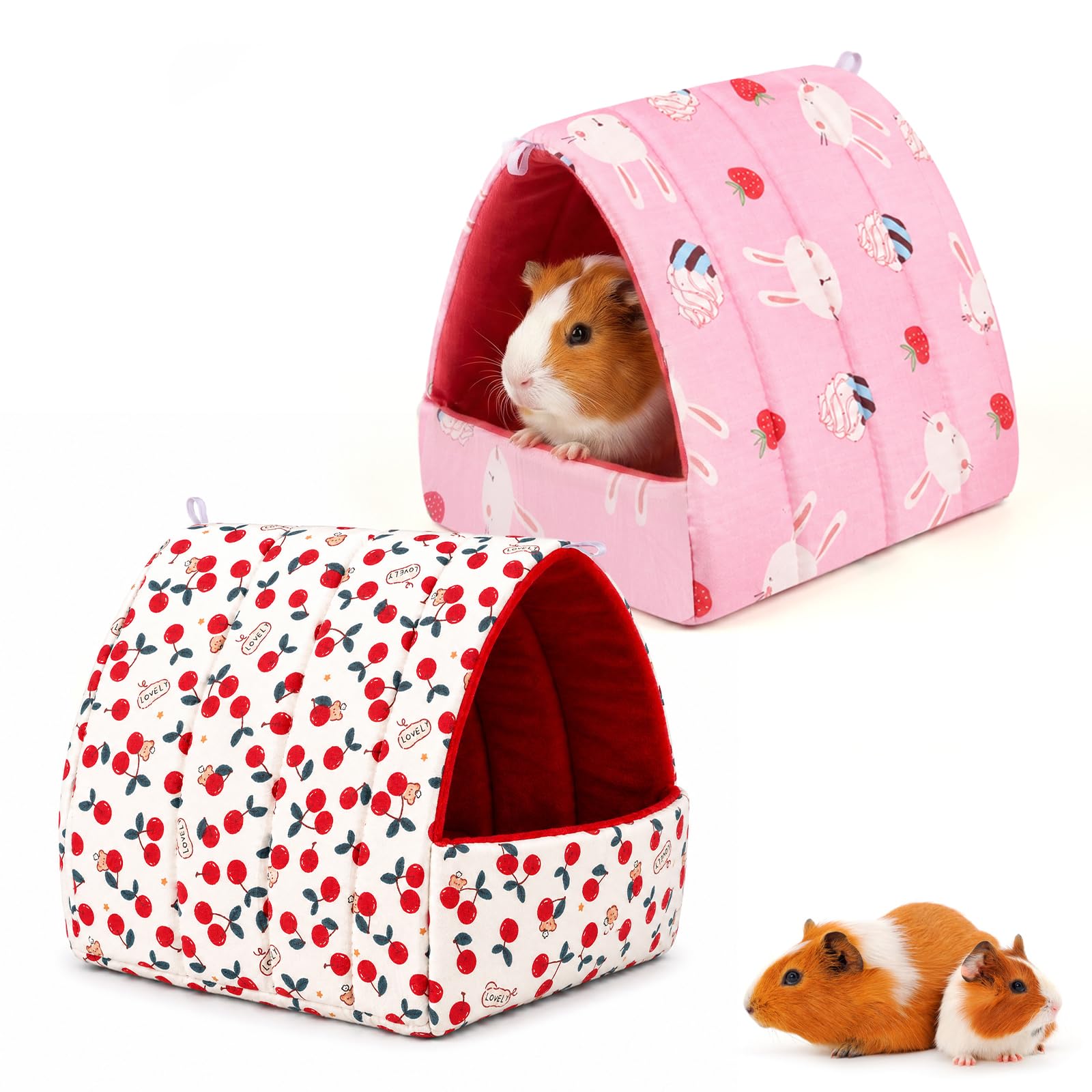 2 pcs Guinea Pig Bed House, Washable Cave Cozy Hamster Small Animal Beds