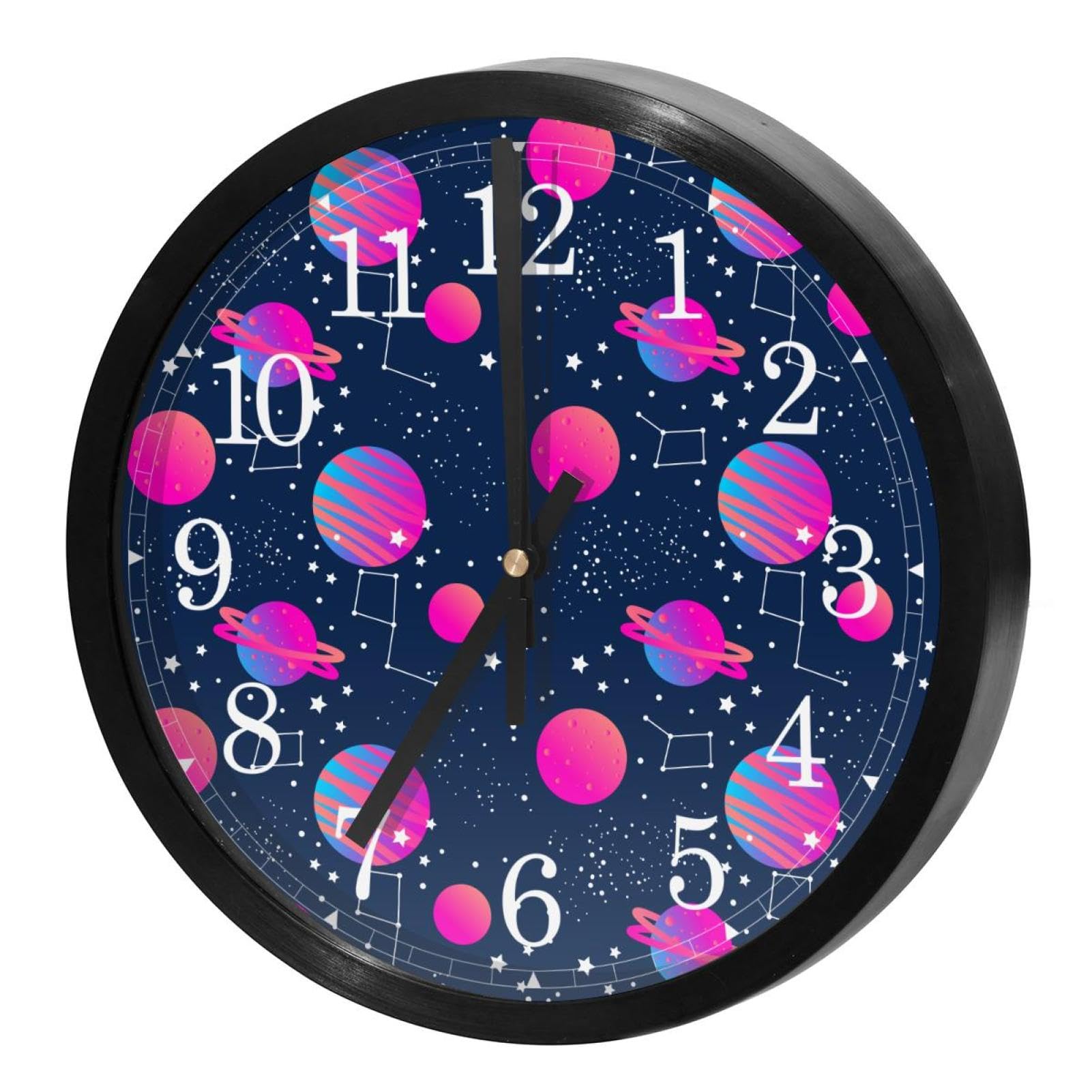 Horloge murale ronde à quartz silencieuse sans tic-tac rose pour maison