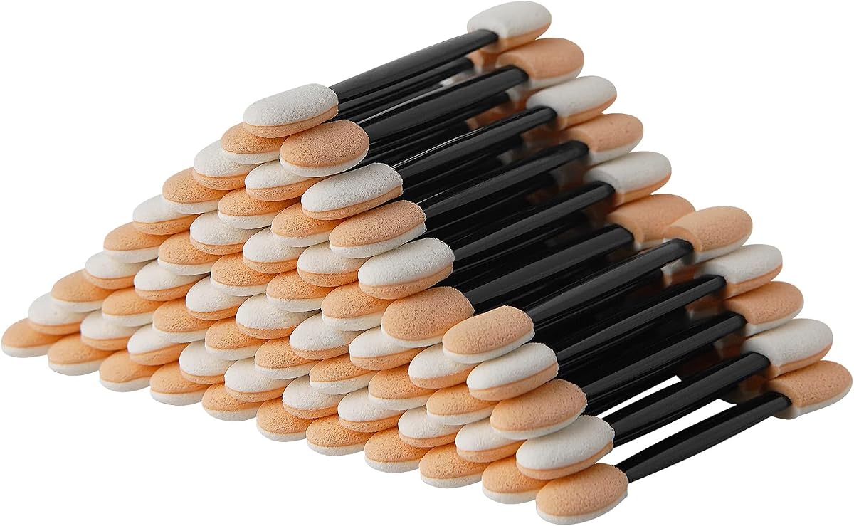 Cuttte 60PCS Disposable Dual Sides Eye Shadow Applicators Sponge Black | 2.44' Length Eyeshadow Brushes, Eye Makeup Sponges, Chrome Nail Power Applicators